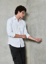 Green Stripes Cotton Slim Fit Shirt