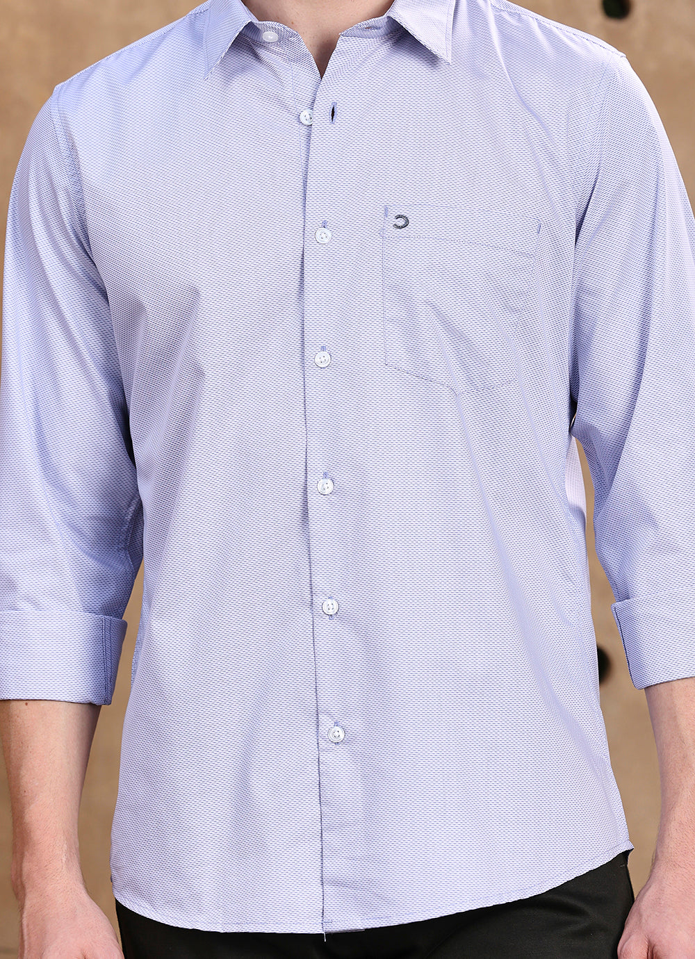 Blue Solids Cotton Slim Fit Shirt