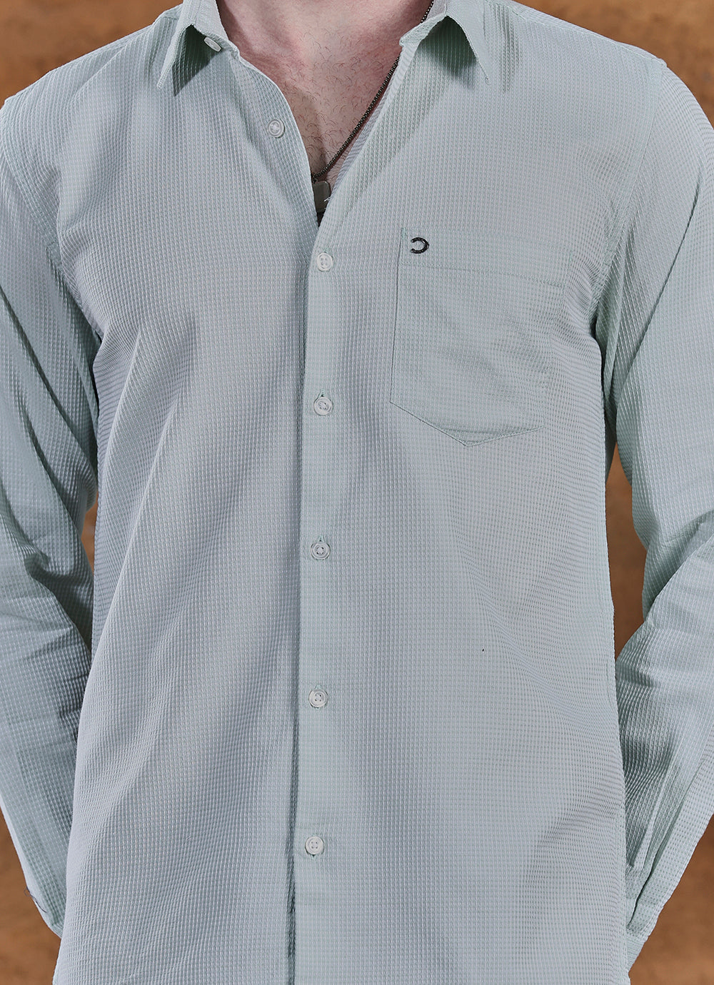 Green Solids Cotton Slim Fit Shirt