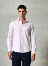 Pink Solids Cotton Slim Fit Shirt