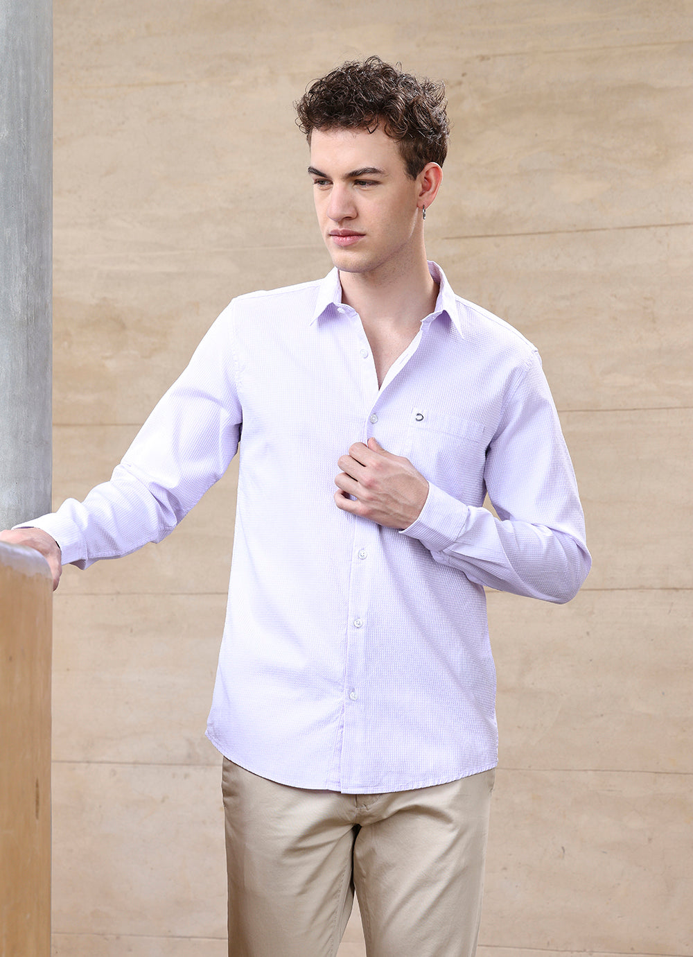 Purple Solids Cotton Slim Fit Shirt