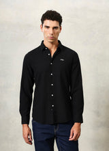 Black Solids Cotton Slim Fit Shirt