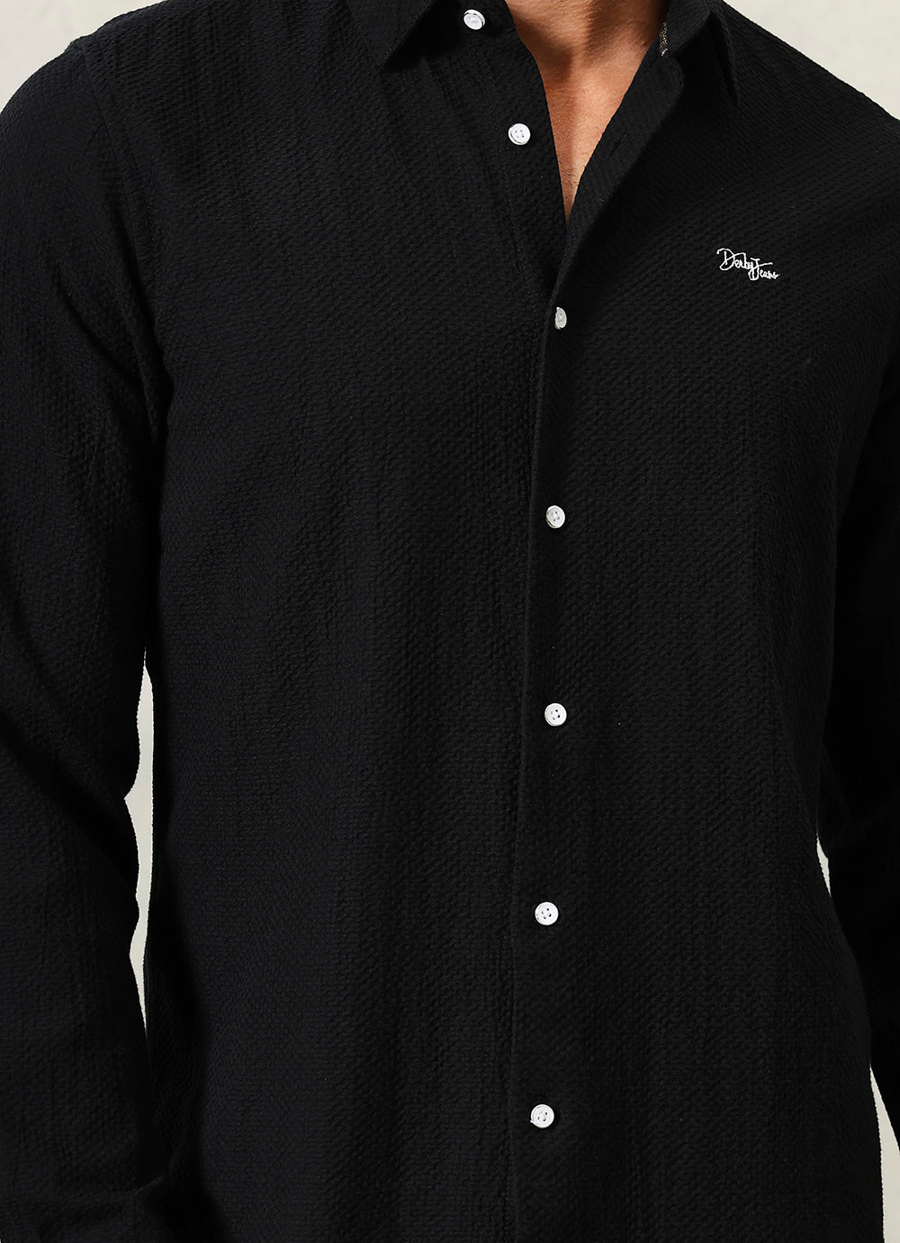 Black Solids Cotton Slim Fit Shirt