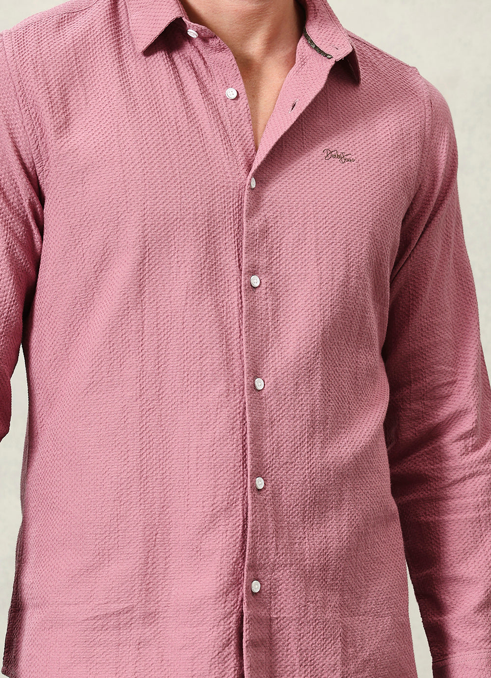 Pink Solids Cotton Slim Fit Shirt