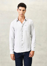 Grey Solids Linen Slim Fit Shirt