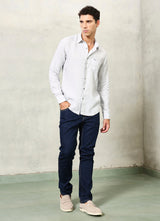 Grey Solids Linen Slim Fit Shirt