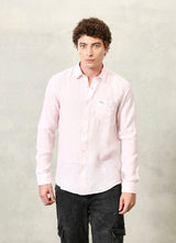 Pink Solids Linen Slim Fit Shirt