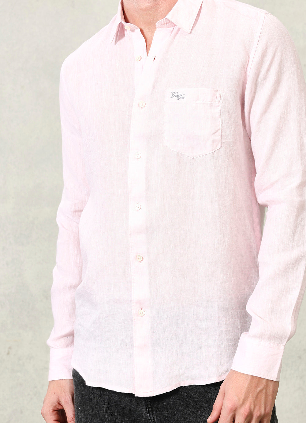 Pink Solids Linen Slim Fit Shirt