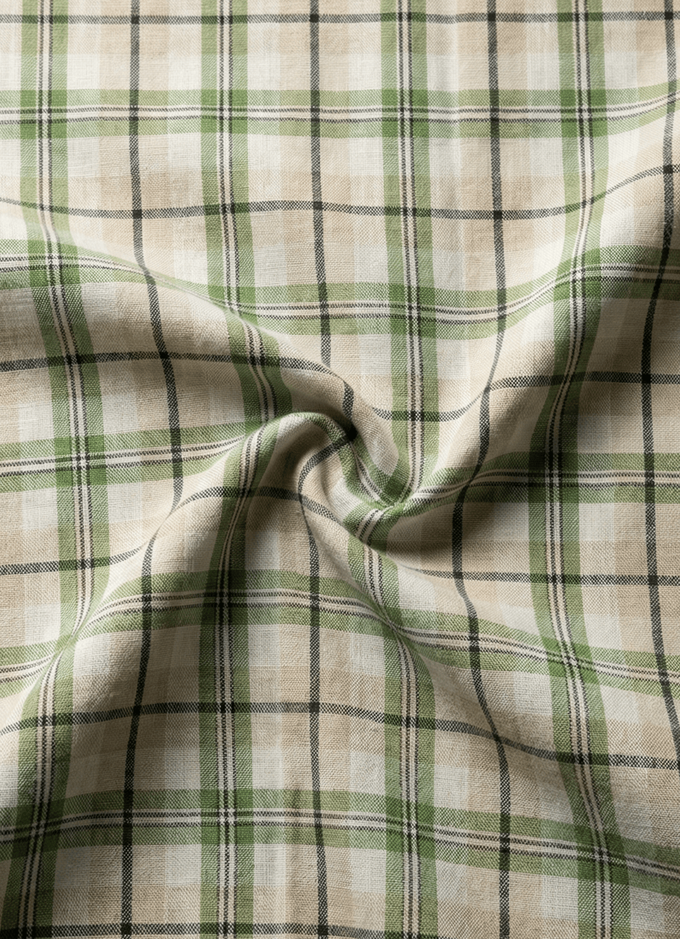Green Cotton Dobby Checks Slim Fit Half Sleeve Shirt