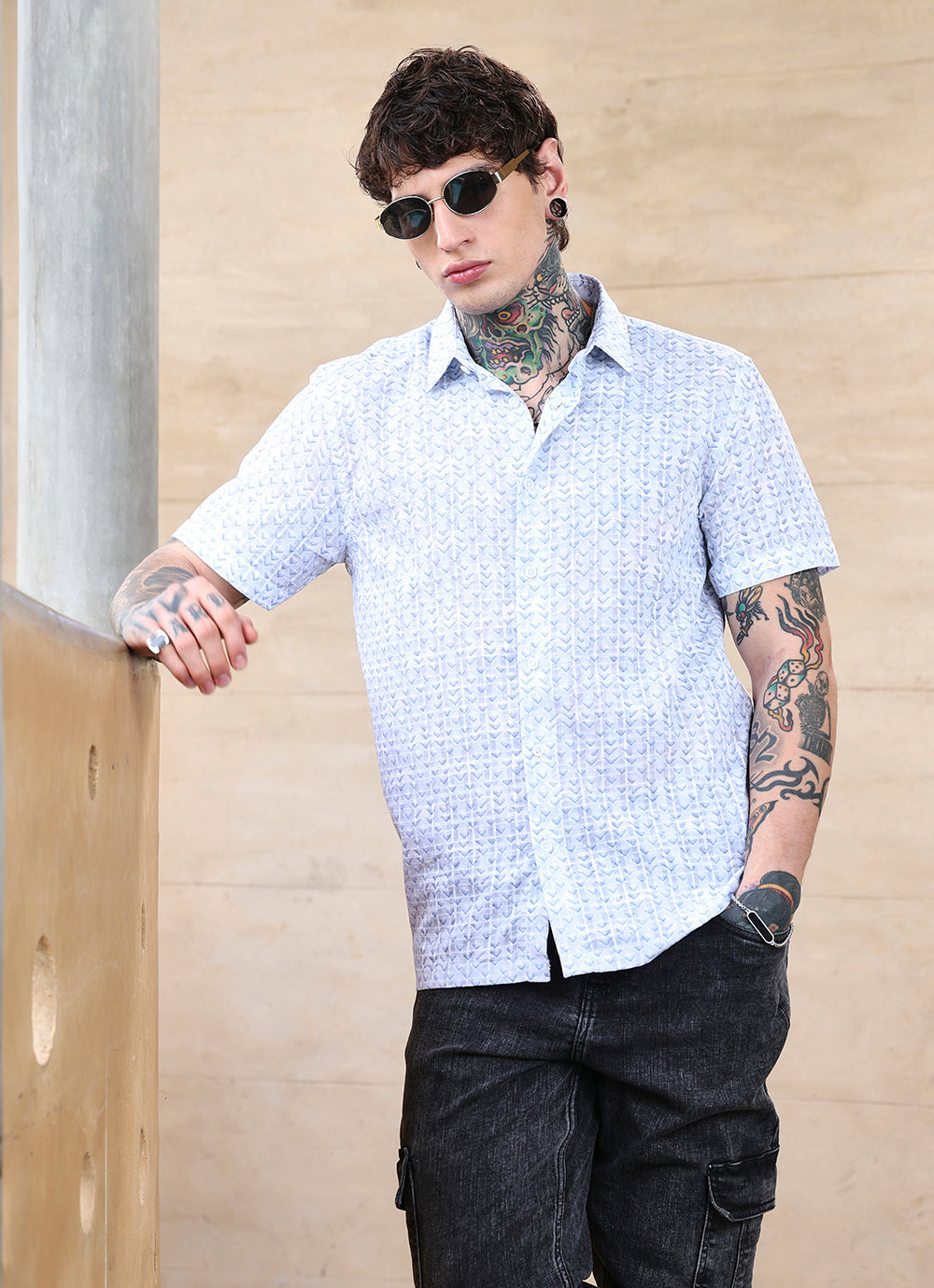 Blue Print Amslar Cotton Slim Fit Shirt