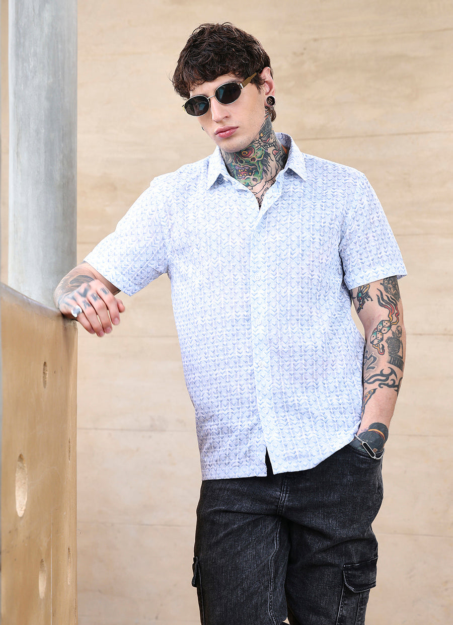 Blue Print Amslar Cotton Slim Fit Shirt