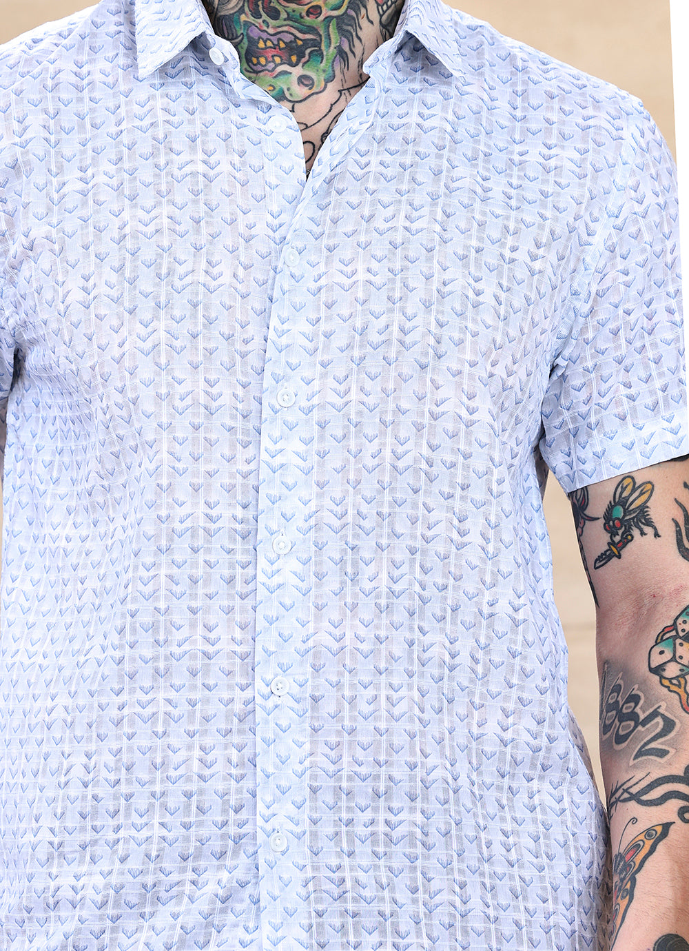 Blue Print Amslar Cotton Slim Fit Shirt