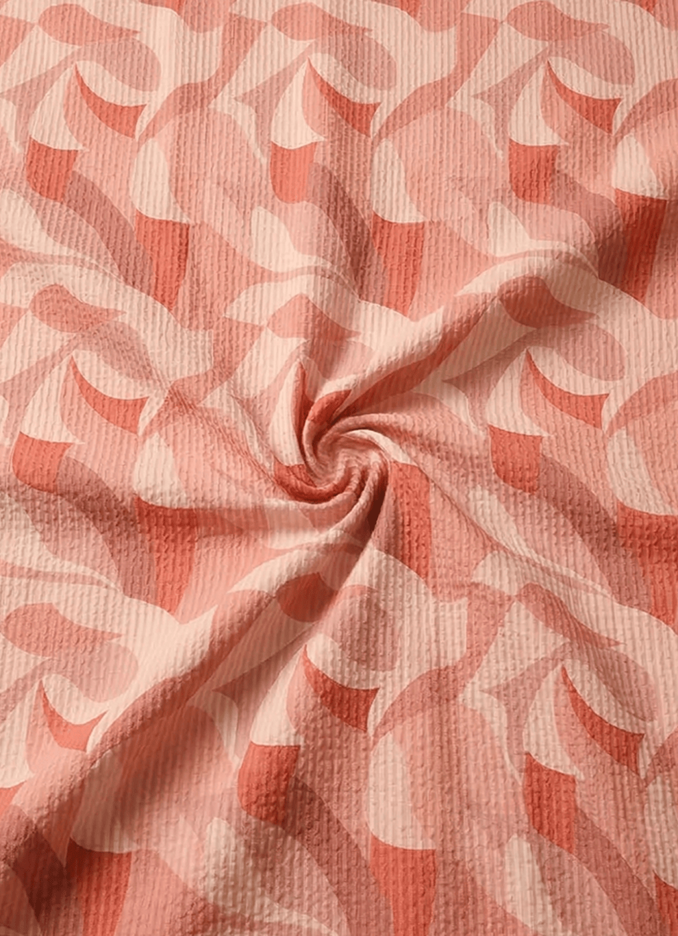 Coral Seersucker Print Cotton Slim Fit Half Sleeve Shirt
