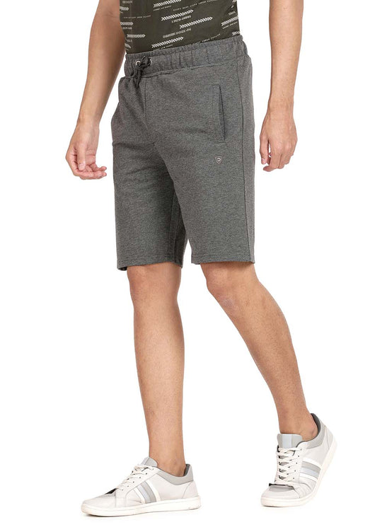 Derby Charcoal Solid Cotton Slim Fit Shorts