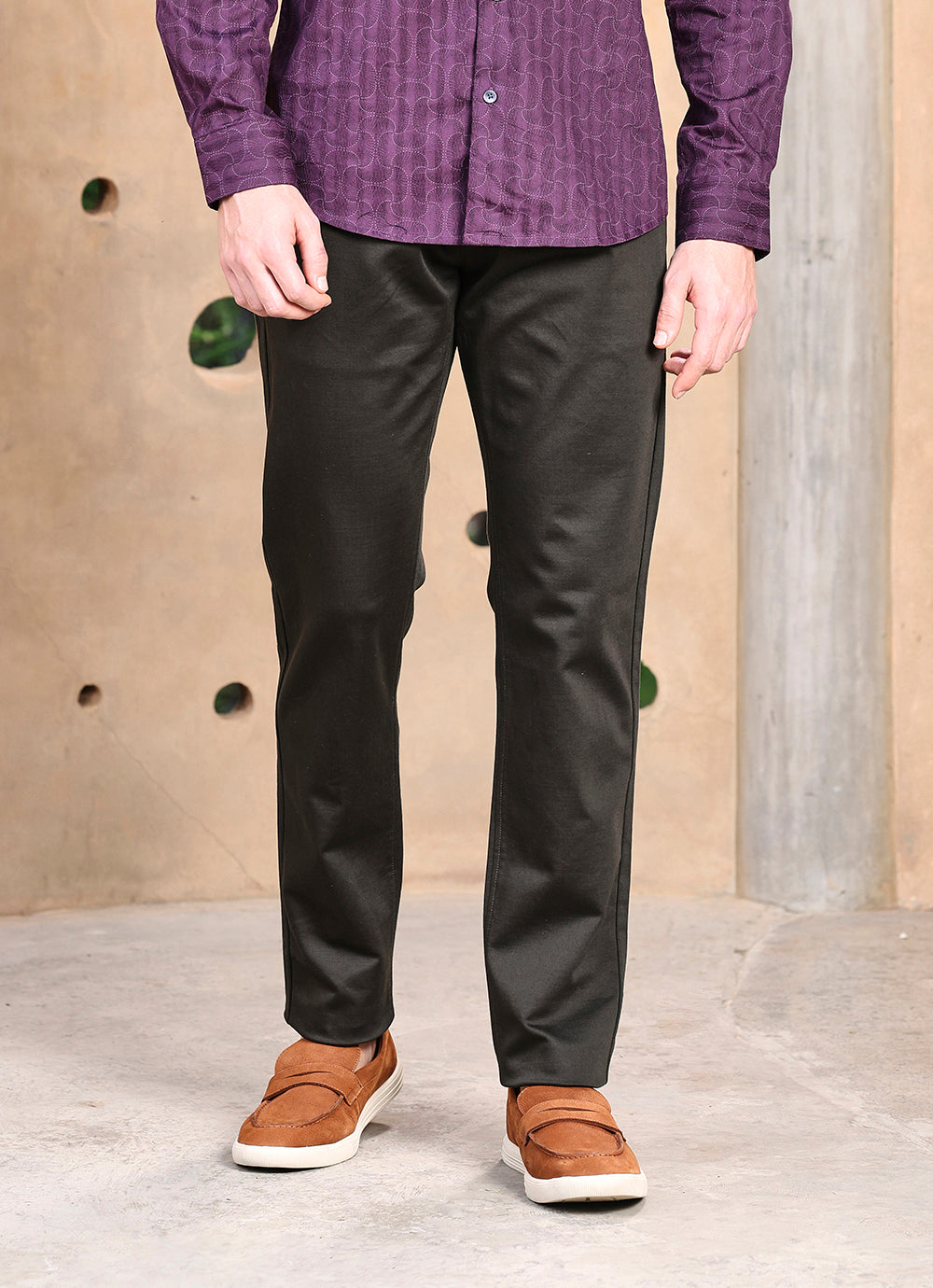 Olive  Dobby Slim Fit Trouser