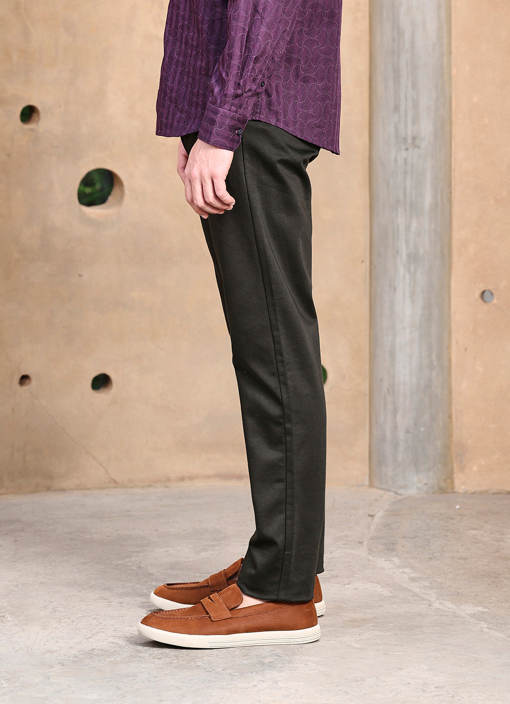 Olive  Dobby Slim Fit Trouser