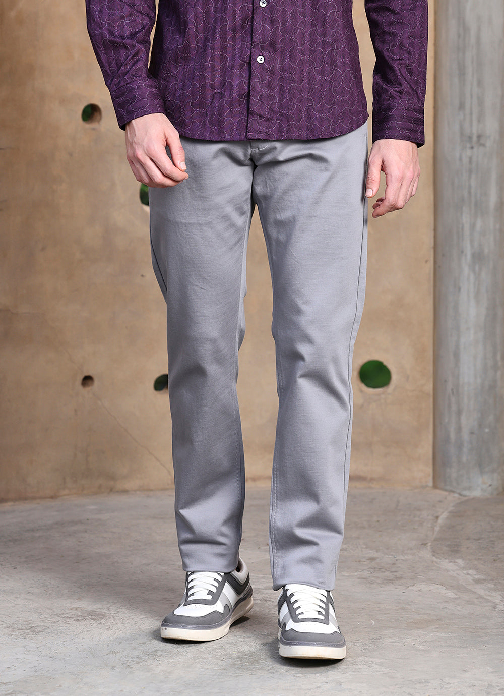 Grey  Dobby Slim Fit Trouser