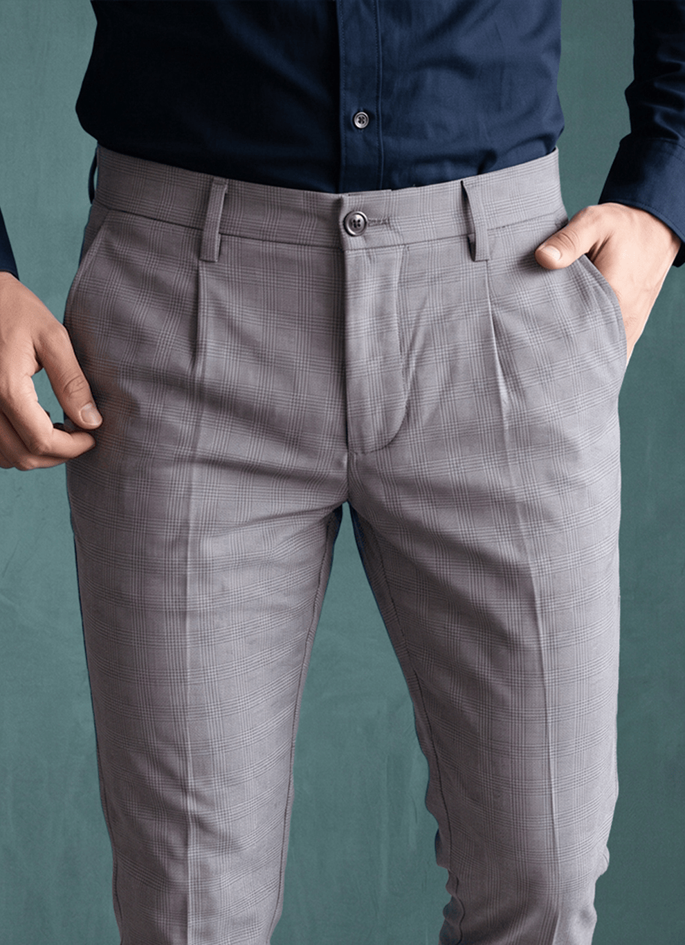 Black Poly Viscose Slim Fit Trouser