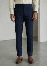 Navy Viscose Slim Fit Trouser