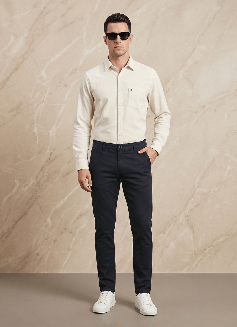 Black Cotton Slim Fit Trouser