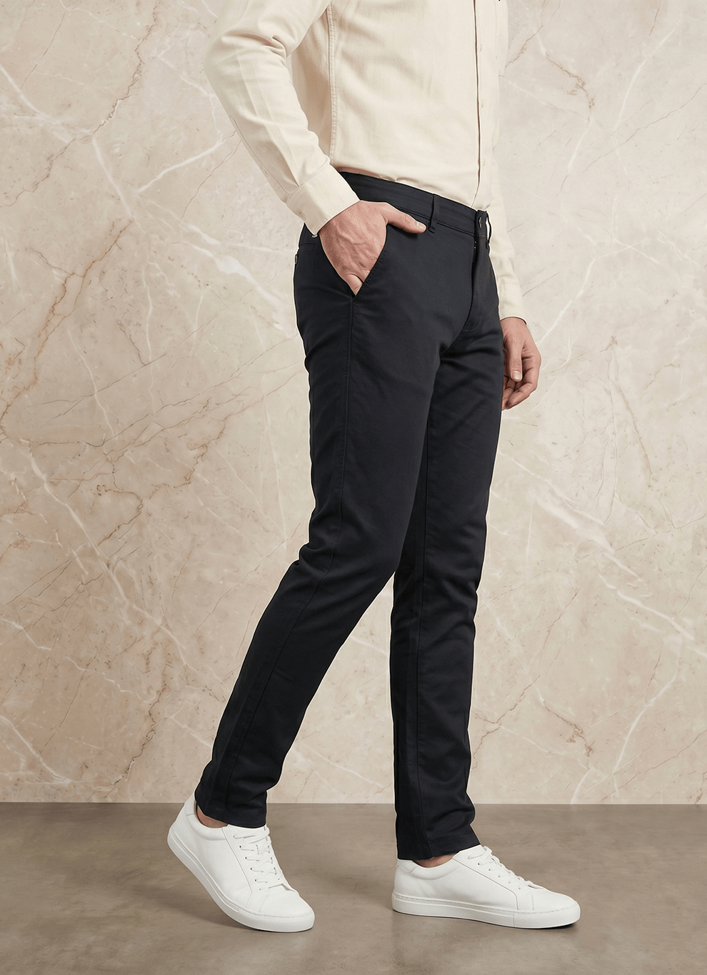 Black Cotton Slim Fit Trouser