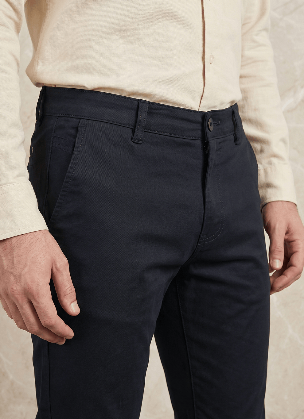 Black Cotton Slim Fit Trouser