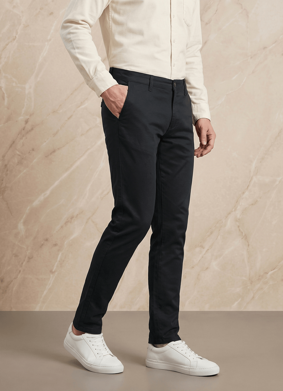 Black Cotton Slim Fit Trouser