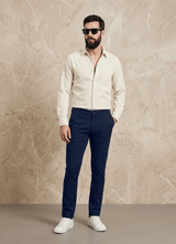 Navy Cotton Slim Fit Trouser