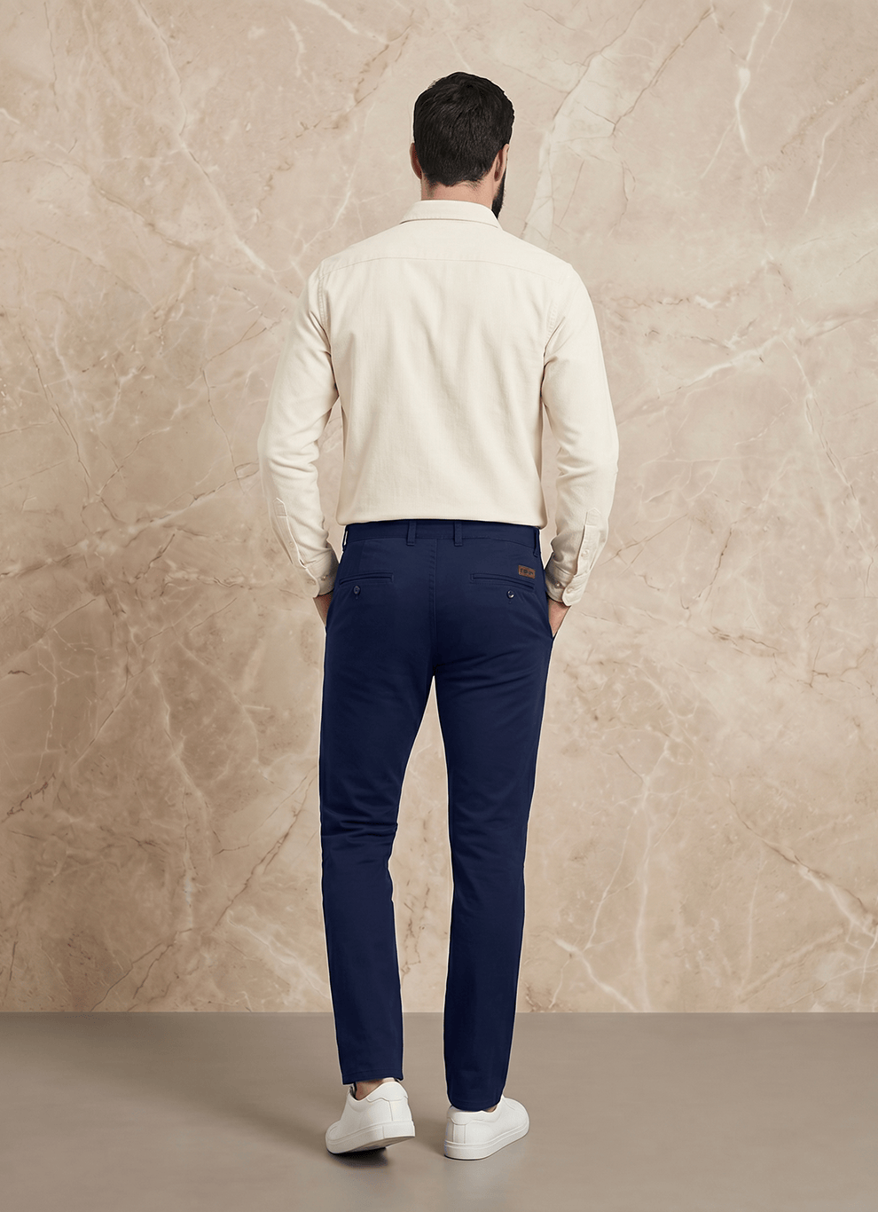 Navy Cotton Slim Fit Trouser