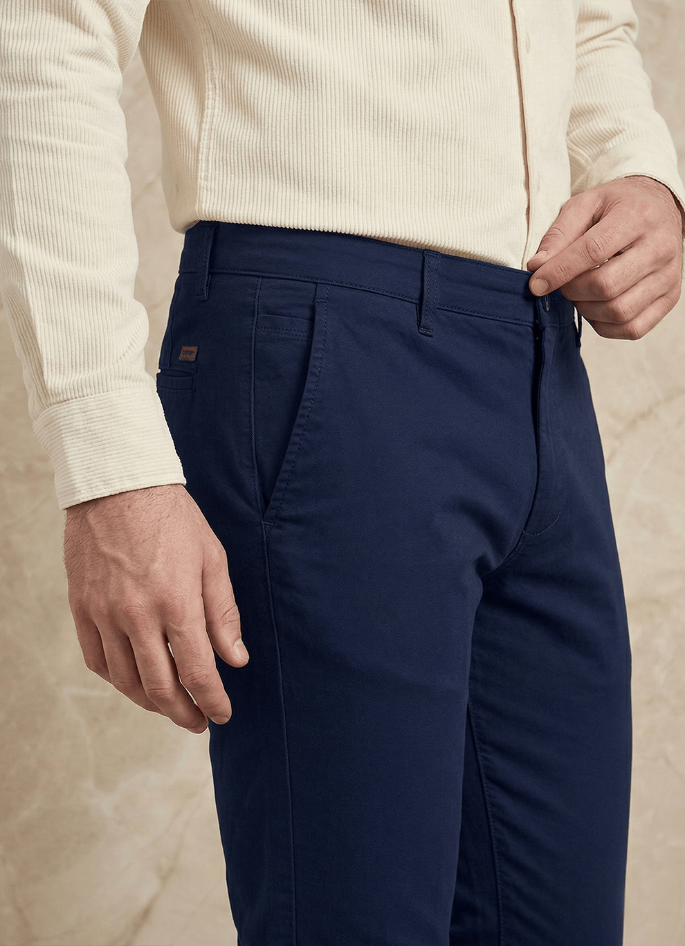 Navy Cotton Slim Fit Trouser