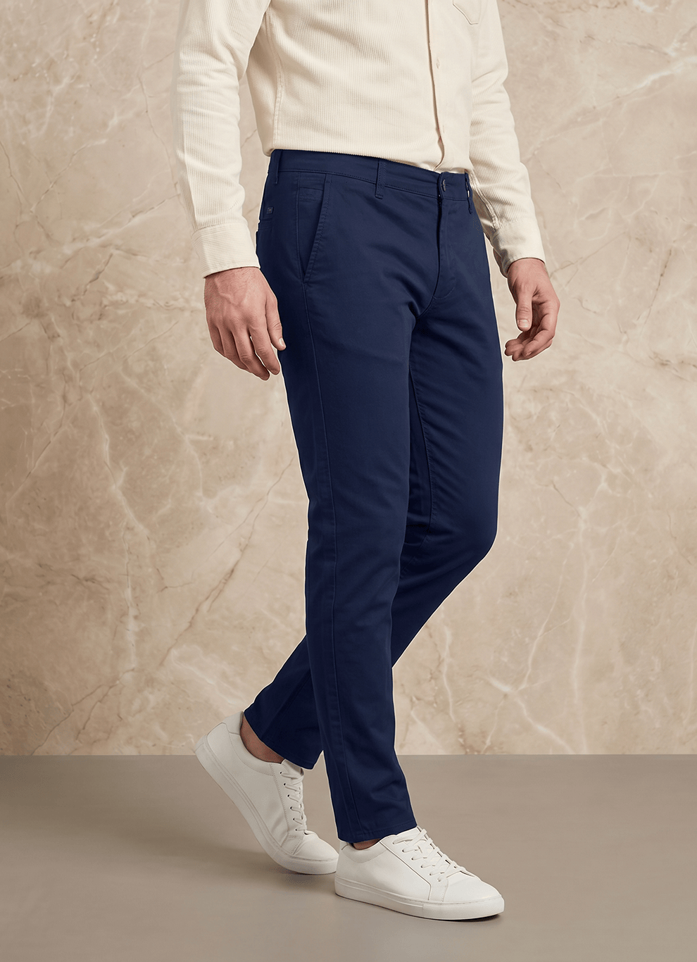 Navy Cotton Slim Fit Trouser