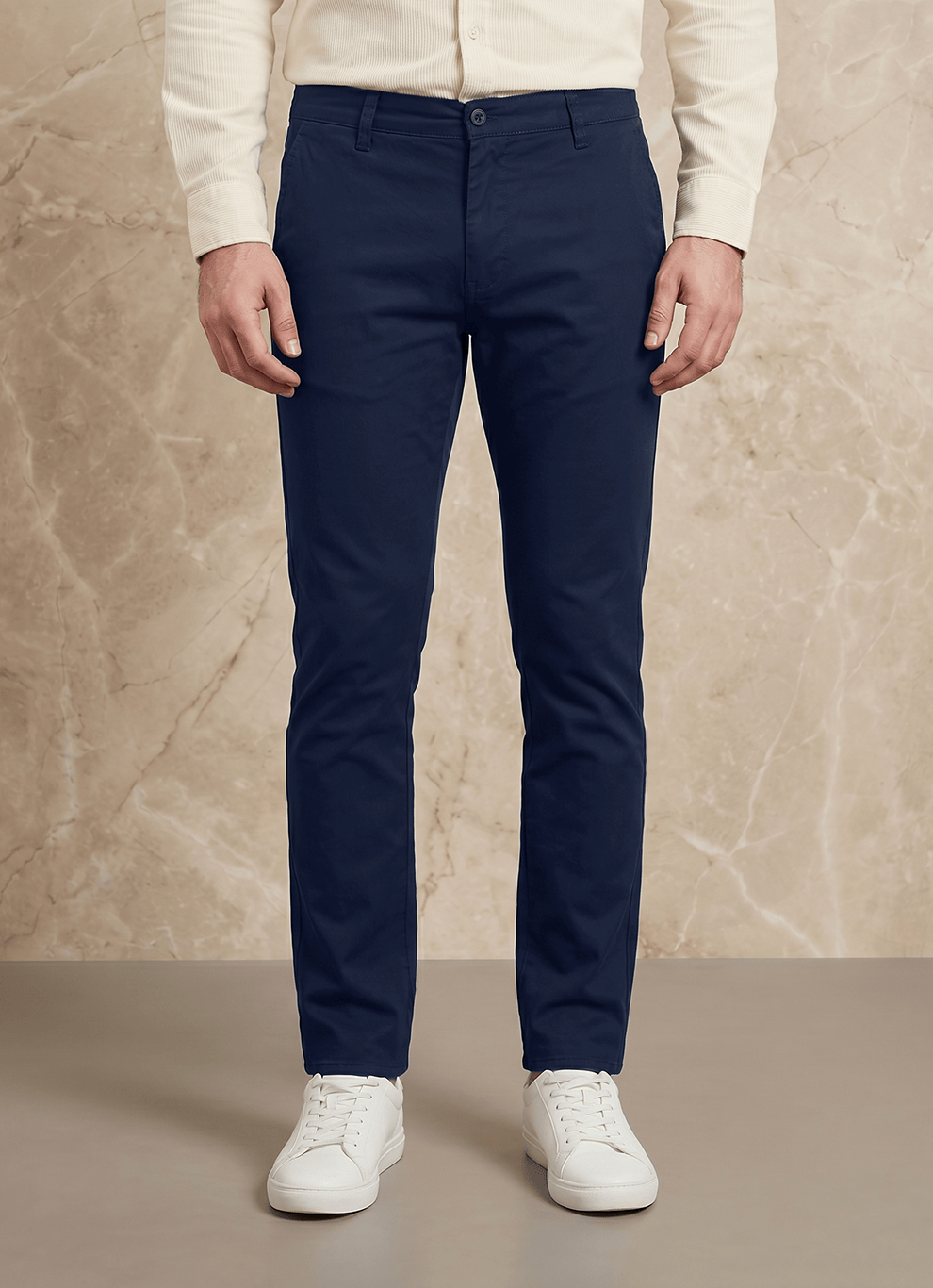 Navy Cotton Slim Fit Trouser
