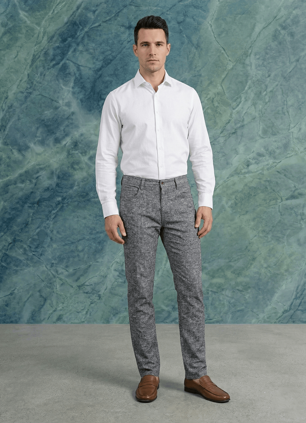 Black Cotton Poly Relaxed Fit Trouser