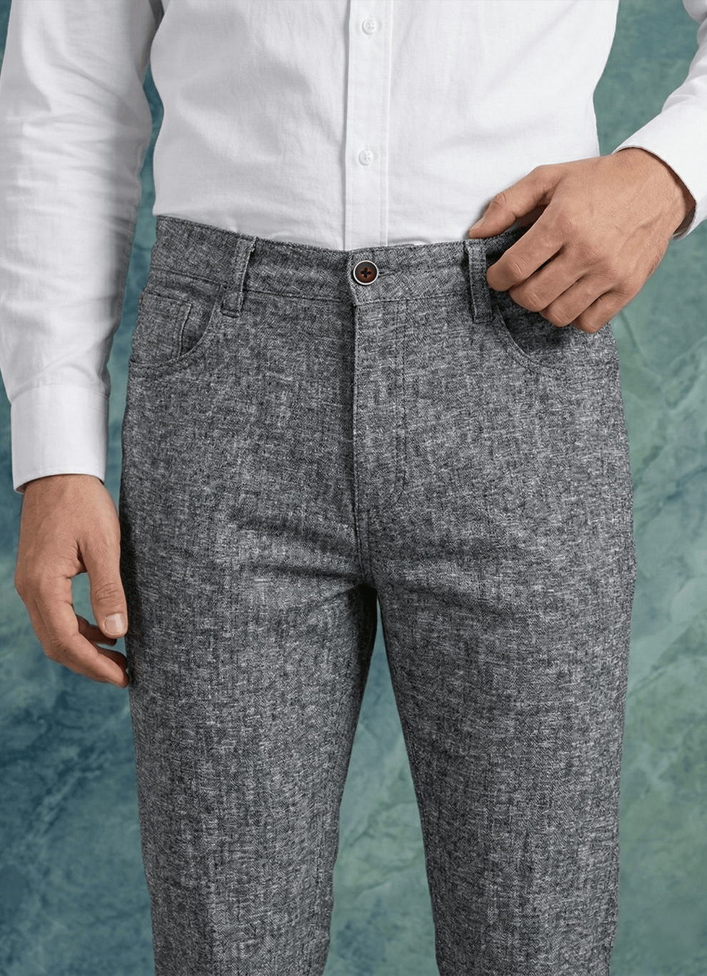 Black Cotton Poly Relaxed Fit Trouser