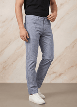 Blue Cotton Relaxed Fit Trouser