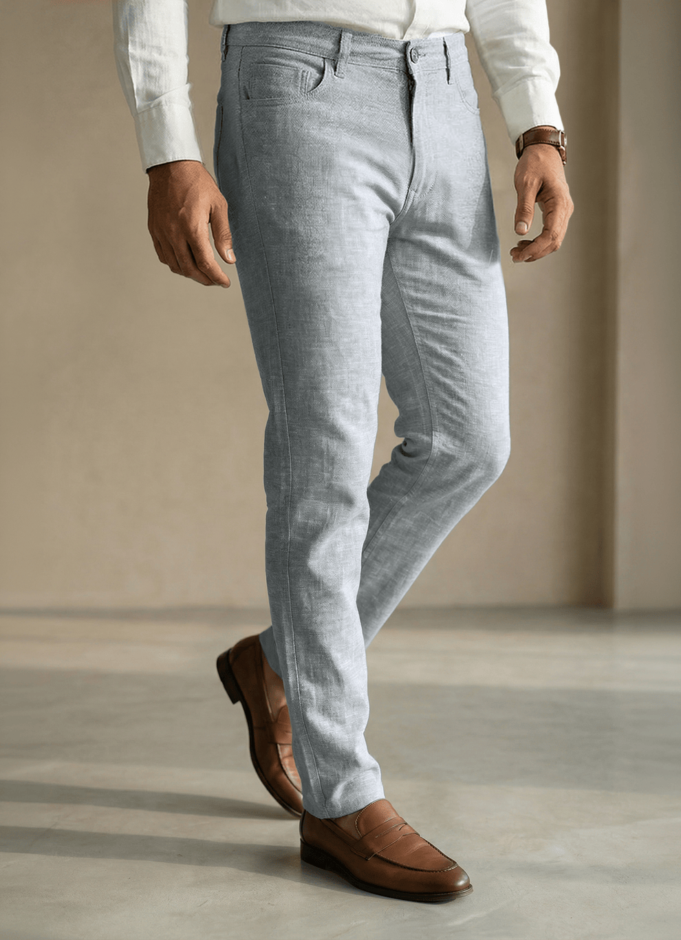 Green Cotton Poly Relaxed Fit Trouser
