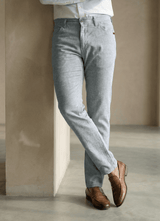 Light Grey Cotton Relaxed Fit Trouser