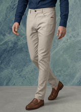 Beige Cotton Relaxed Fit Trouser