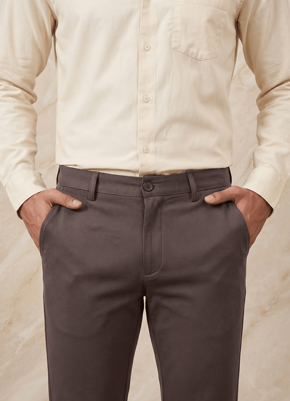 Blue Cotton Slim Fit Trouser