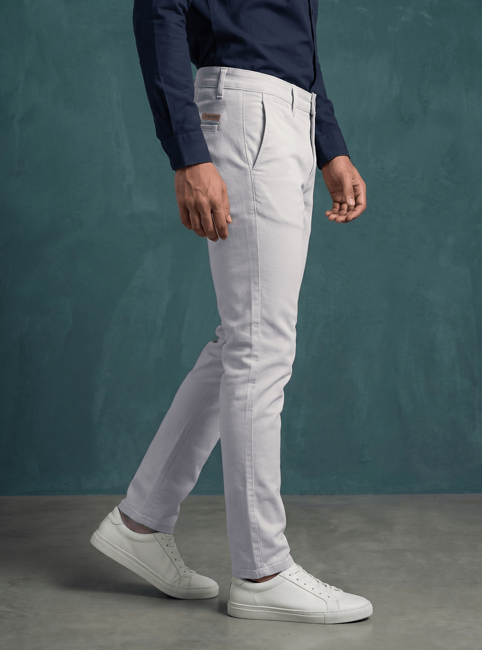 Blue Cotton Slim Fit Trouser