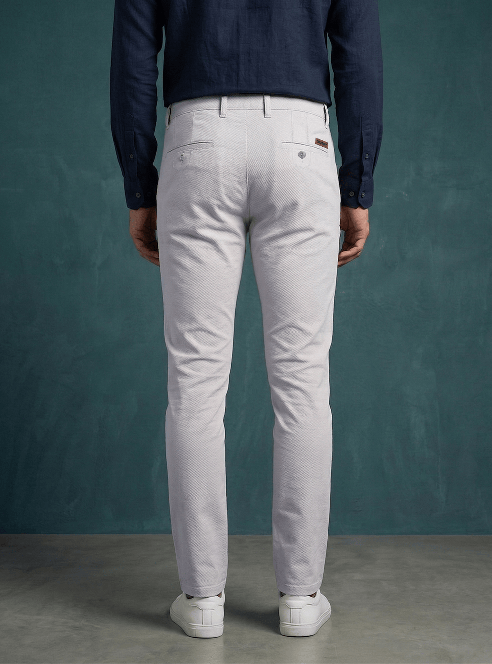 Blue Cotton Slim Fit Trouser