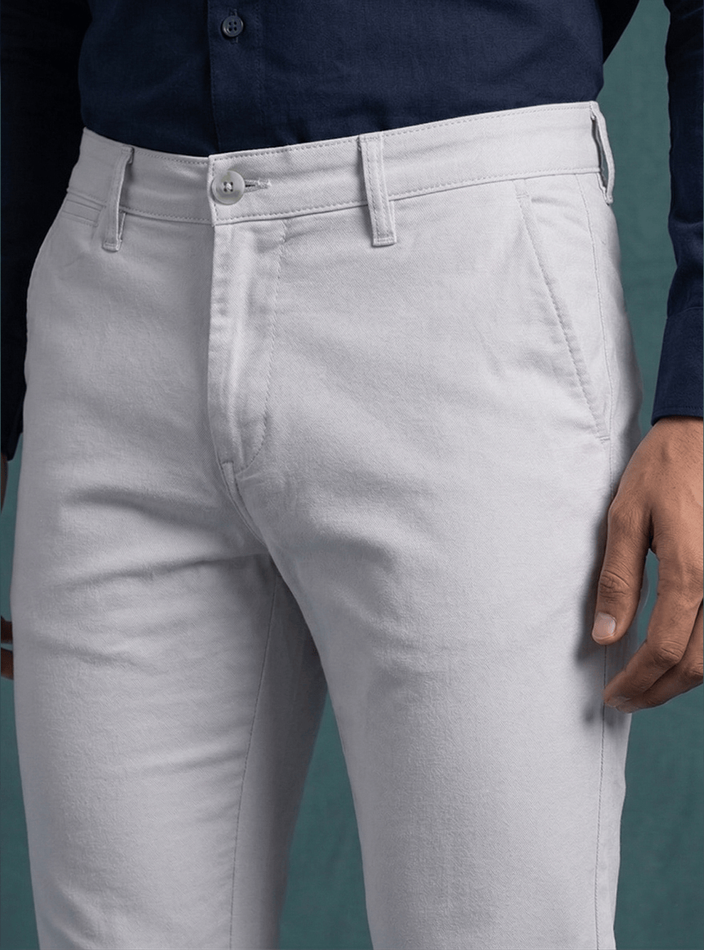 Blue Cotton Slim Fit Trouser