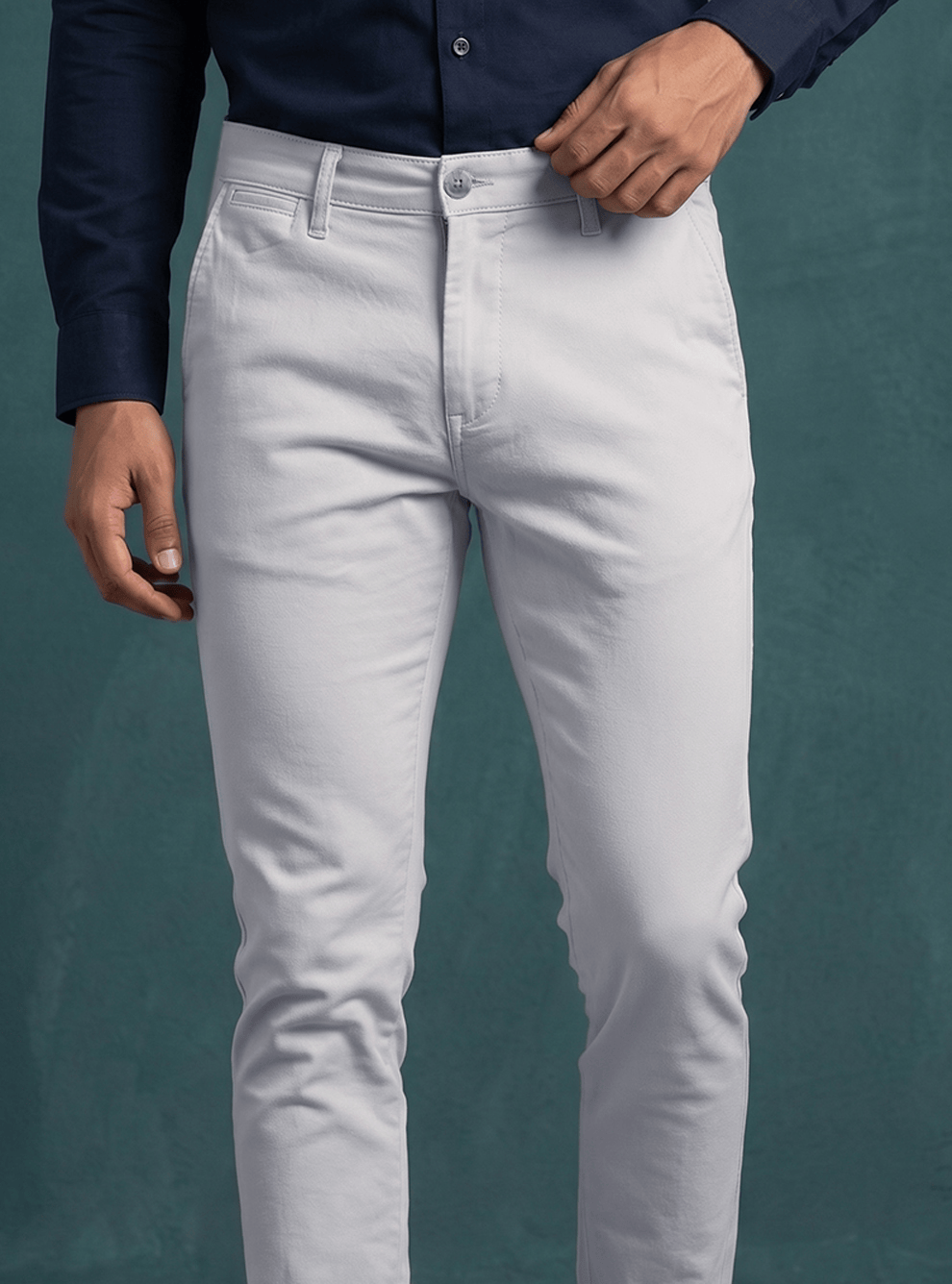 Blue Cotton Slim Fit Trouser