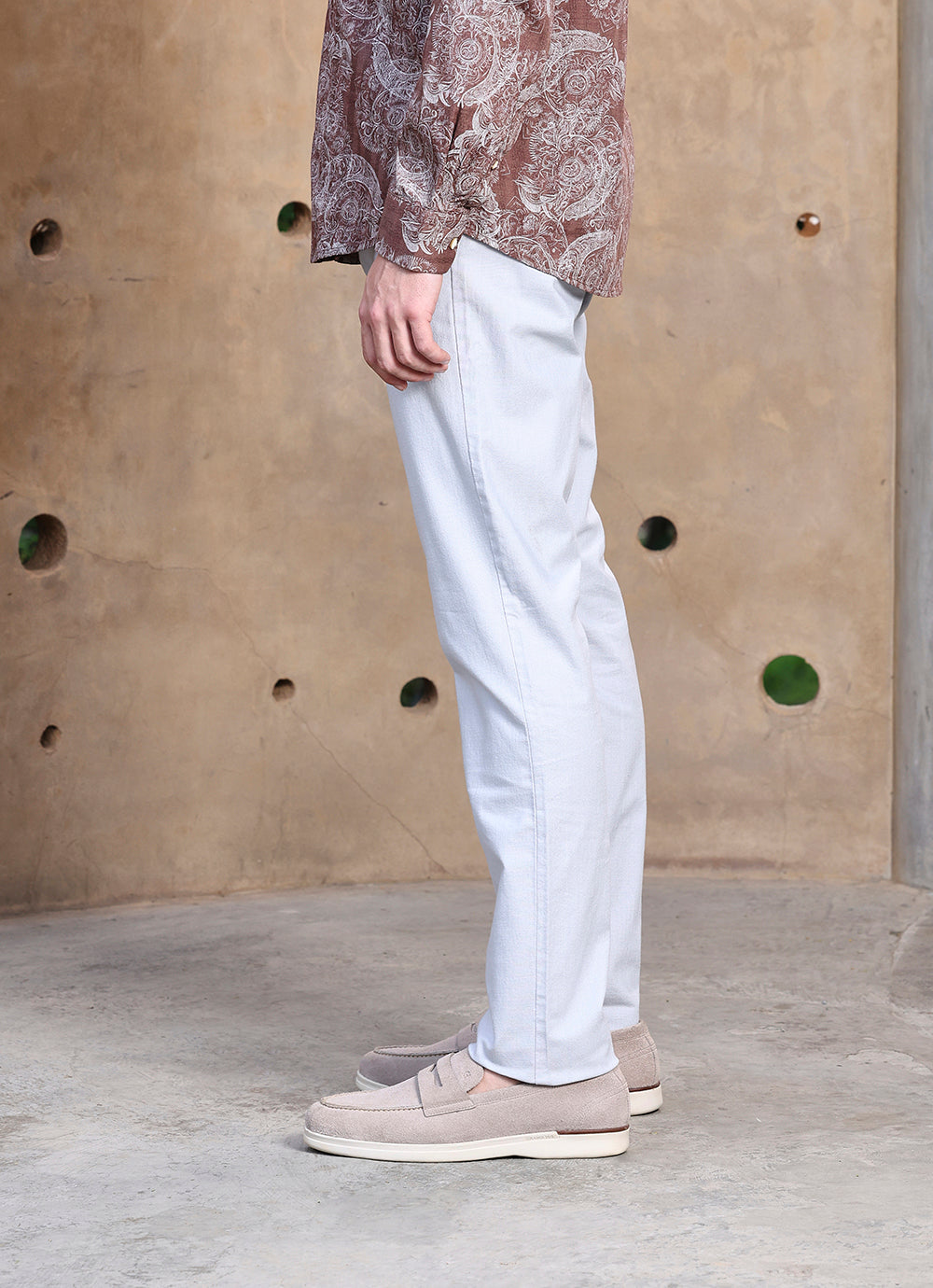 Sky Blue  Cotton Slub Slim Fit Trouser