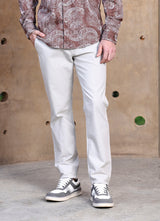 Stone  Cotton Slub Slim Fit Trouser