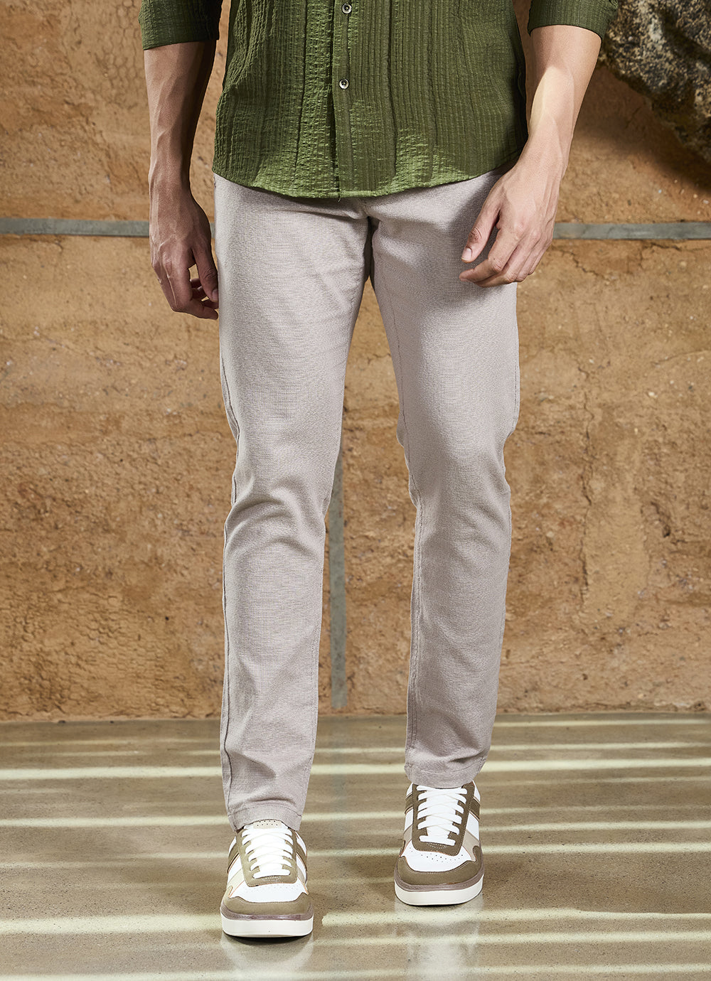 Wood  Cotton Slub Slim Fit Trouser