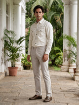 Stone Grey Cotton Stretch Slim Fit Trouser