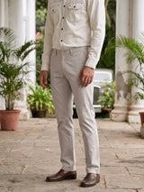 Stone Grey Cotton Stretch Slim Fit Trouser