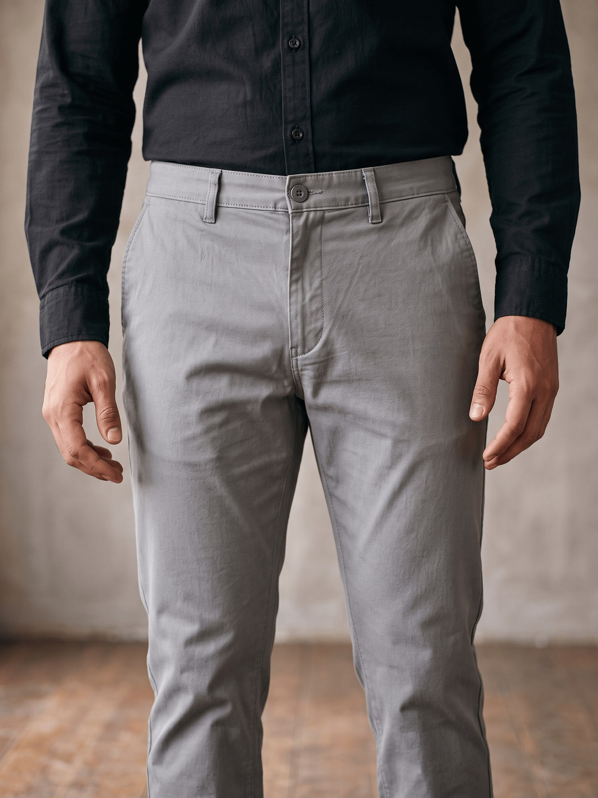 Dark Grey Cotton Stretch Slim Fit Trouser