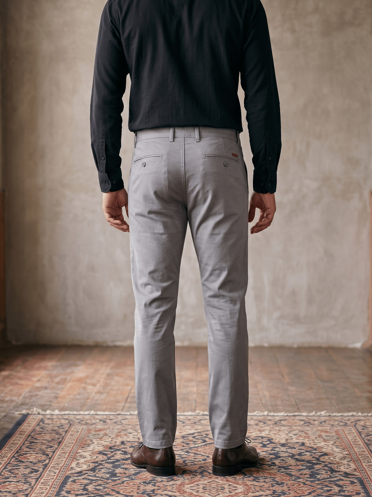 Dark Grey Cotton Stretch Slim Fit Trouser